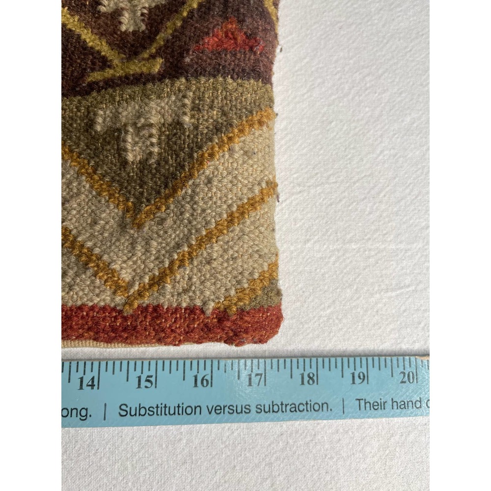 Turkish Kilim square pillow case 17x18” brown orange